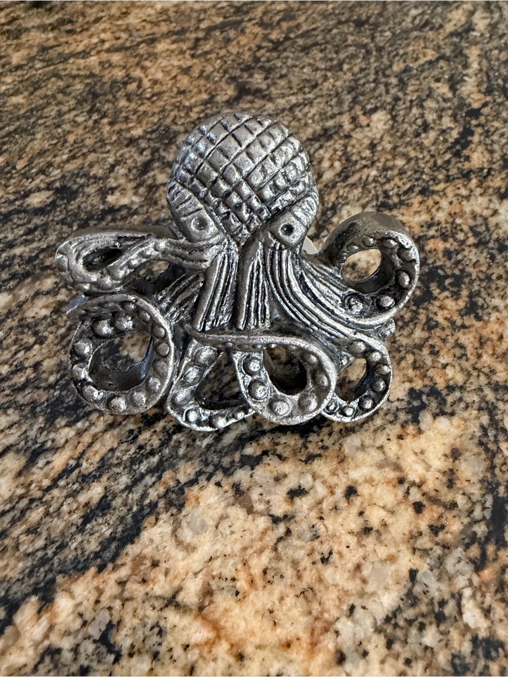 Cast Iron Silver Octopus Squid Nautical Knob Pull Hardware